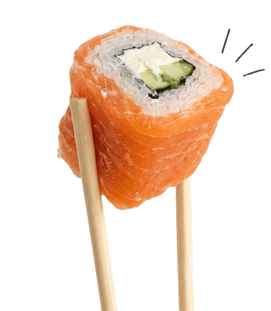 Sushi with chopsticks